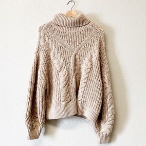 H&M Cream Cable Knit Turtleneck Sweater